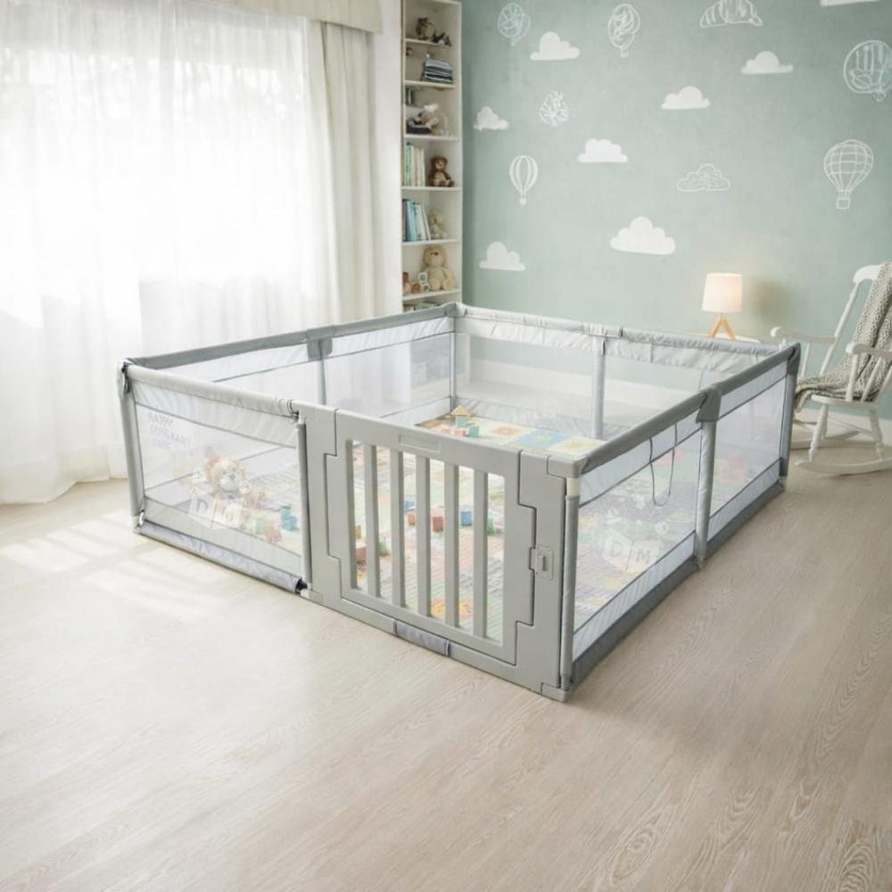 CORRAL CORRALITO INFANTIL DE TELA  CON PUERTA DE PLÁSTICO Y SEGURO EXTERNO EXTRAGRANDE 180 X 200 CM