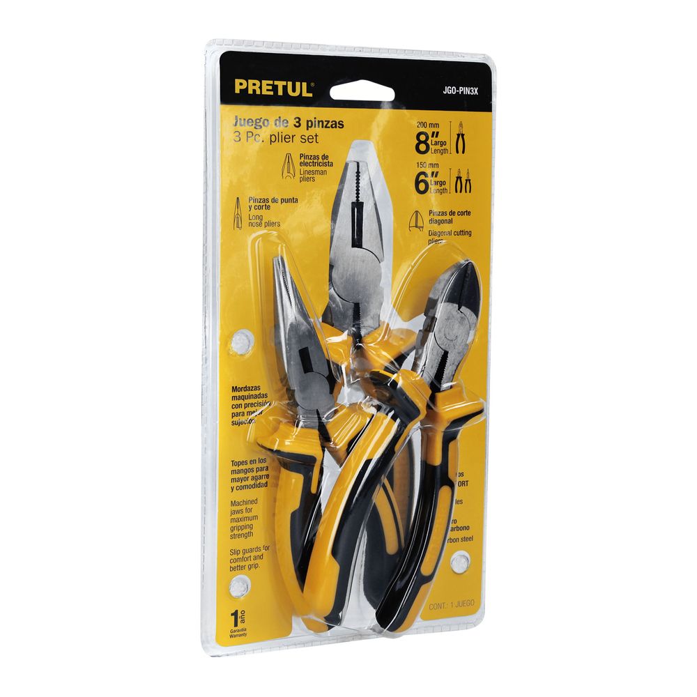 Juego De Alicates 3 Piezas Comfort Grip Pretul 22966