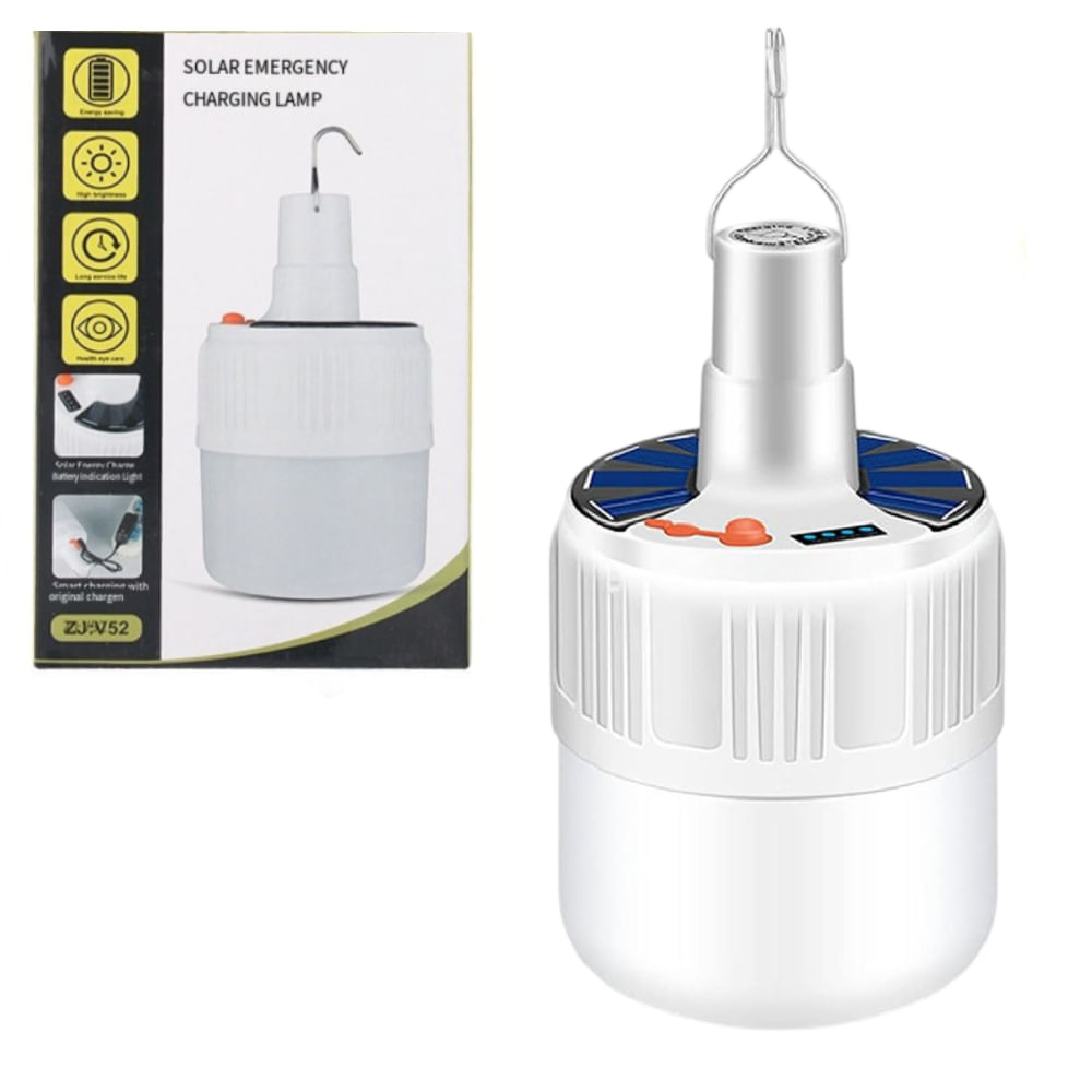 Foco Luz Recargable LED con Panel Solar Portatil