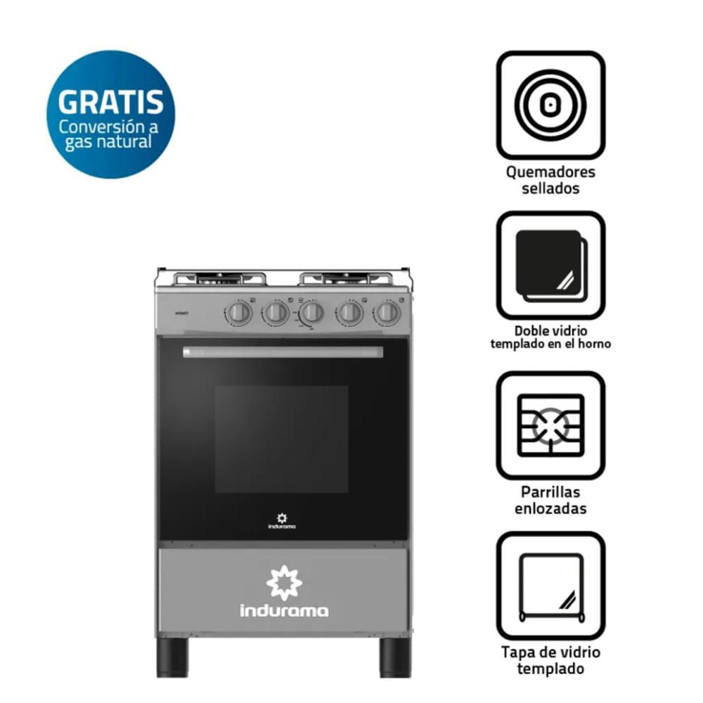 Cocina de Pie Indurama a Gas 4 Hornillas Vernet