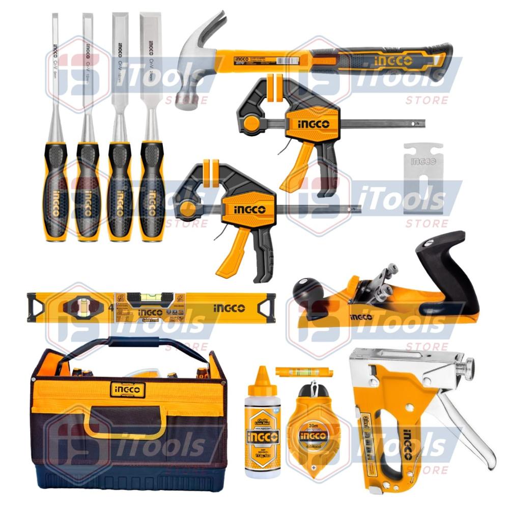 Set Herramientas Carpintero 13pcs Ingco Maletín Martillo