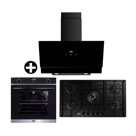 COMBO Encimera vidrio temp. 90cm + Campana Signature 90cm + Horno a gas 60cm