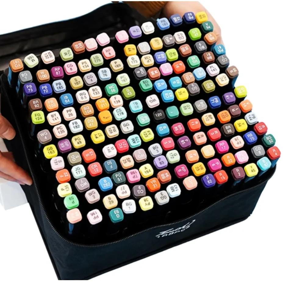 Plumones Doble Punta de 168 Colores con Base