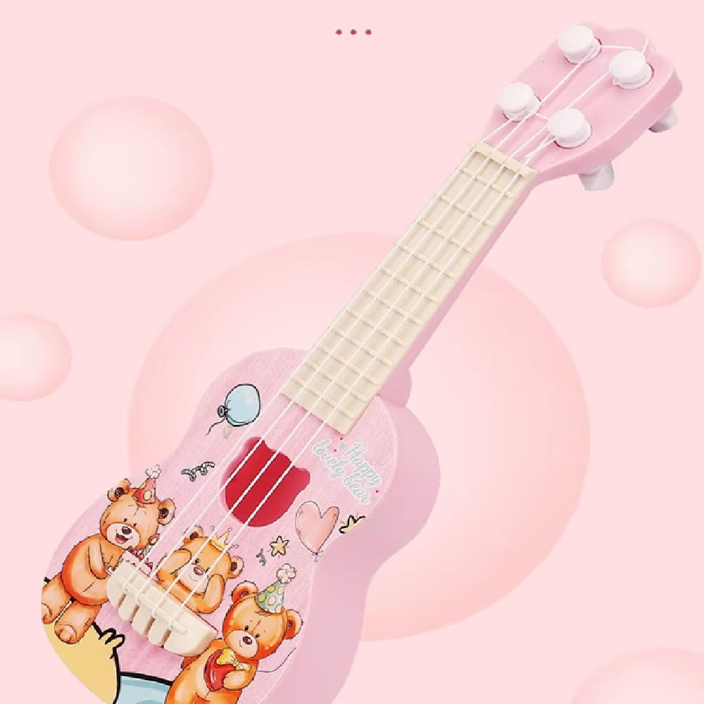 Mini Guitarra Ukelele De Juguete Con Cuerdas Para Niños-Rosado