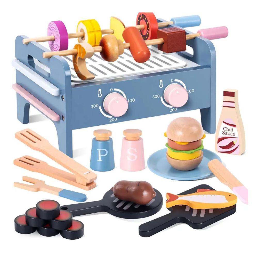 Juego Parrilla Bbq Didactico Para Niños De Madera Montessori