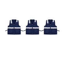 PACK X 3 UND DE CHALECO MULTIBOLSILLO ALTA VISIBILIDAD DRIL AZUL TALLA L