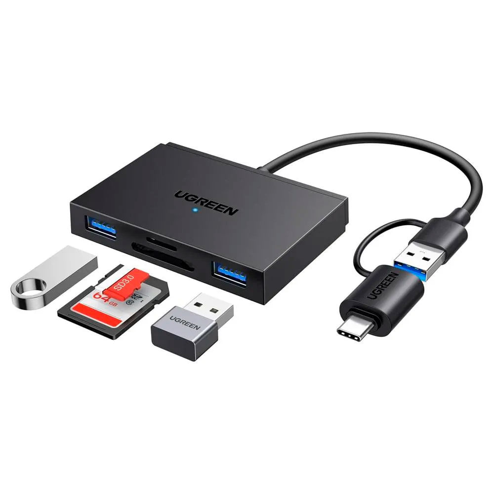 Hub Ugreen Usb C - Usb 3.0 Lector Tarjetas Micro Sd 4 En 1