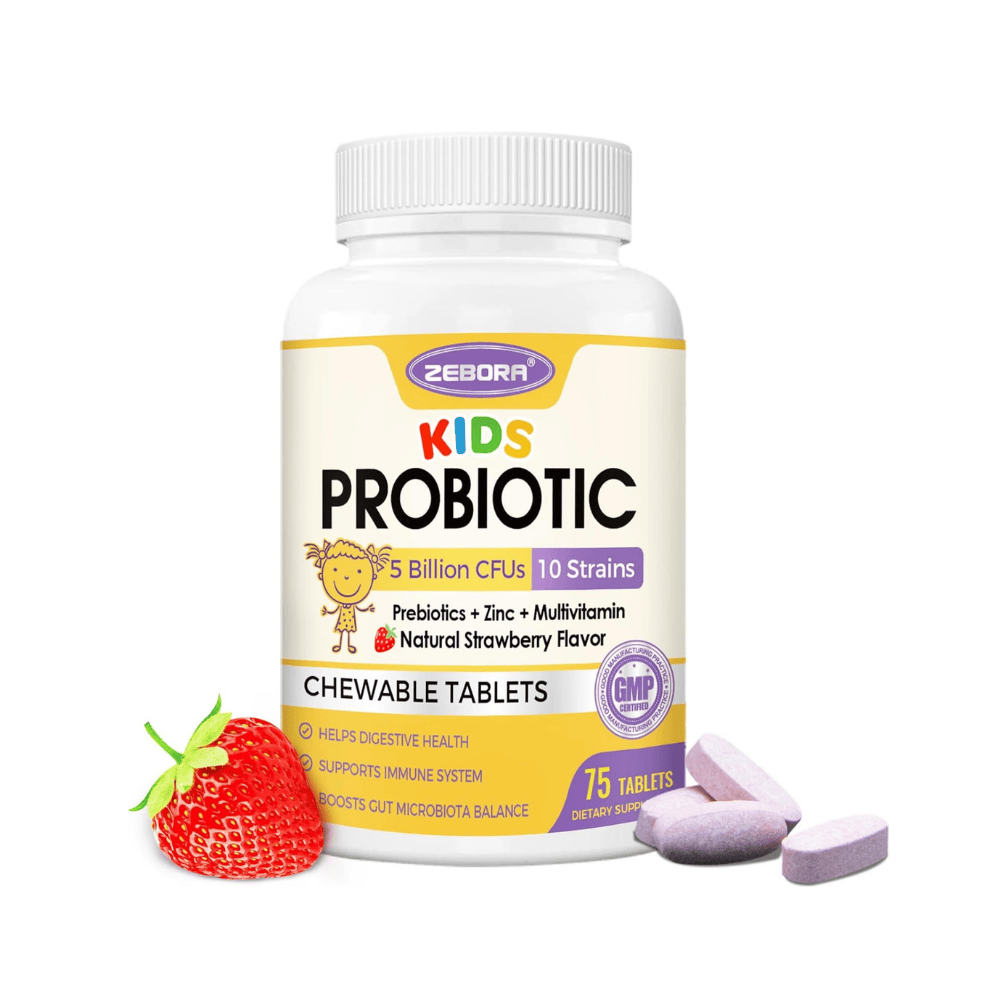 Probióticos Masticables para Niños  5 Mil Millones de UFC Salud Digestiva y Defensas