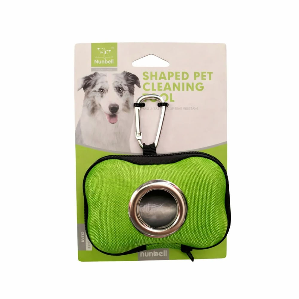 Dispensador De Bolsas Desechables Para Mascotas Perros Diseño Hueso Color Verde