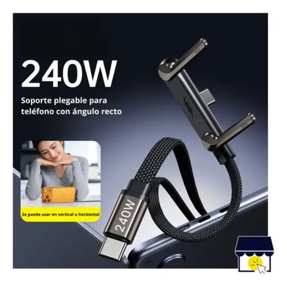 CABLE CARGA EXTREMA 2 EN 1 TIPO C