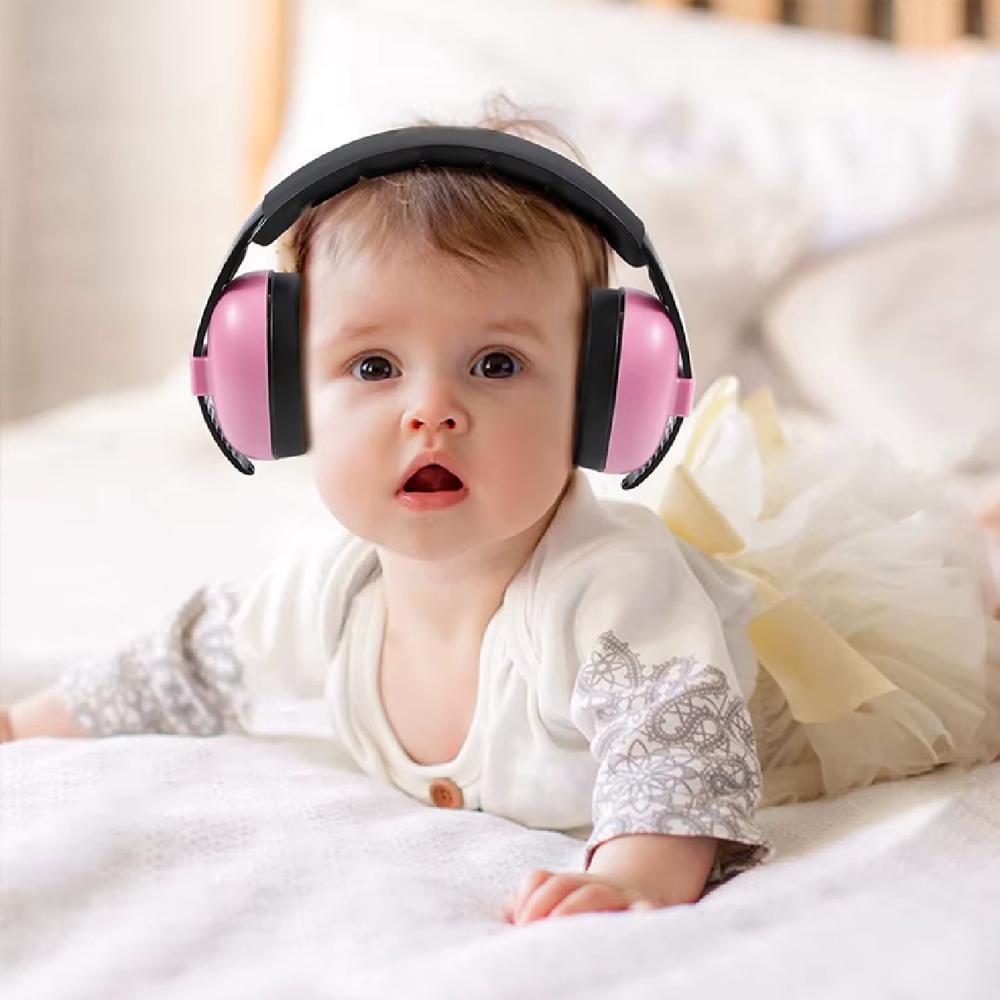 Protector Auditivo Audifonos Orejera Para Bebé Ajustable Rosado