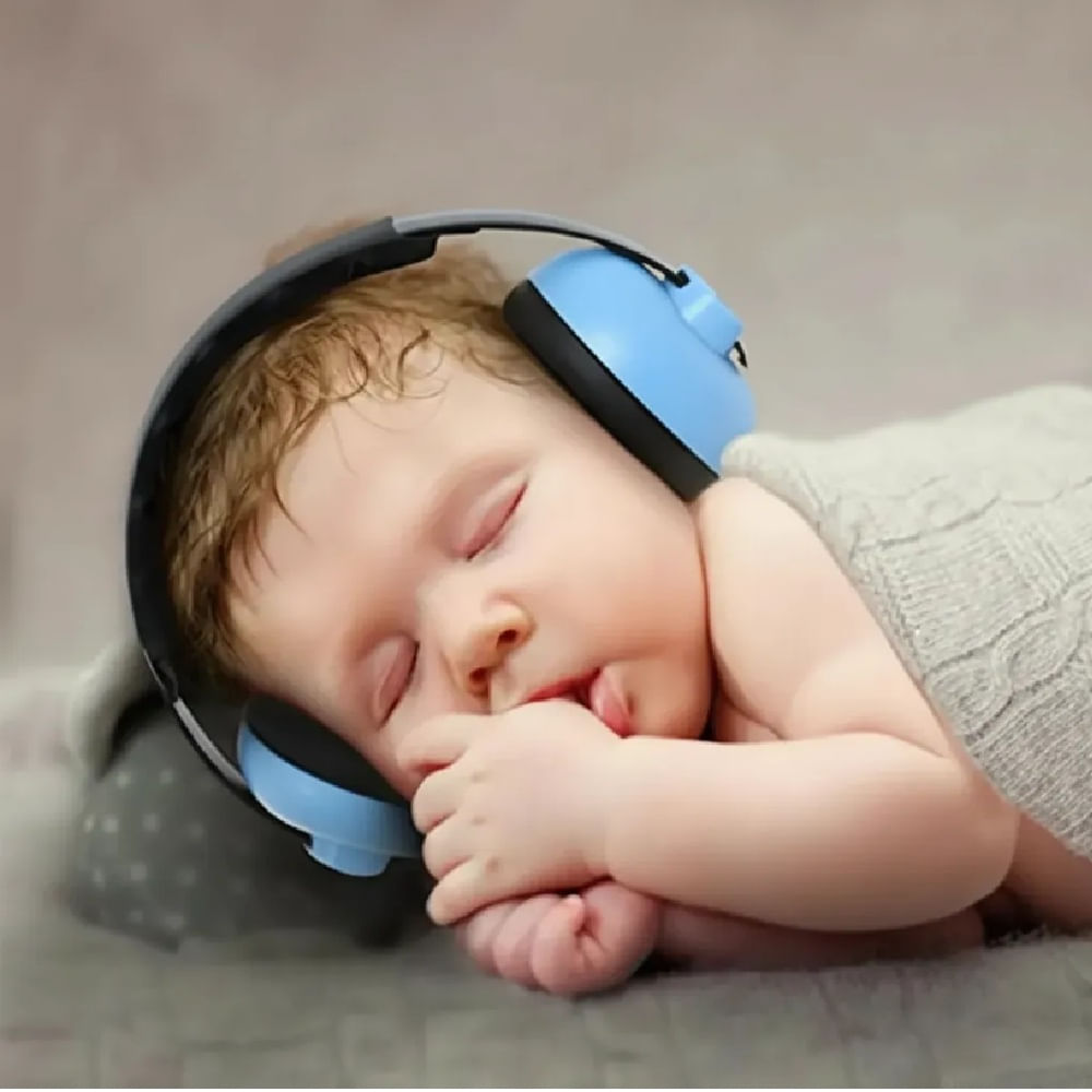 Protector Auditivo Audifonos Orejera Para Bebé Ajustable Celeste