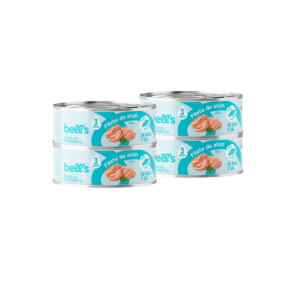 Pack Filete de Atún en Agua BELL'S Lata 140g Paquete 4un