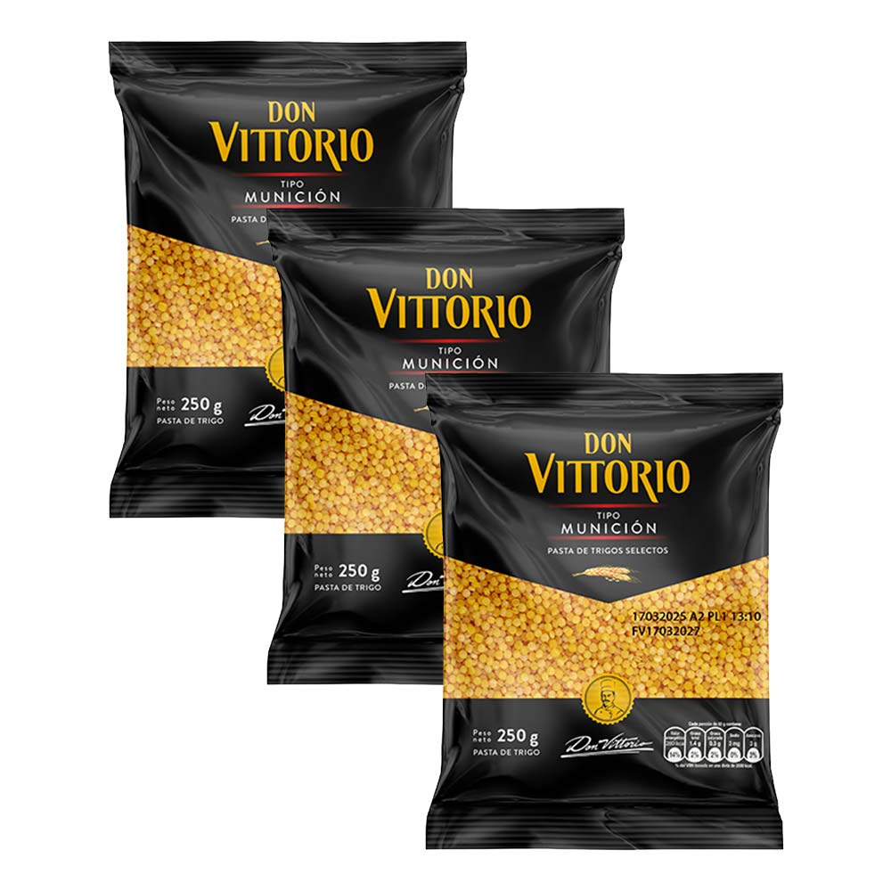 Pack Fideos Munición DON VITTORIO Bolsa 250g Paquete 3un