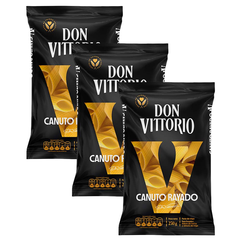 Pack Fideos Canuto Rayado DON VITTORIO Bolsa 250g Paquete 3un