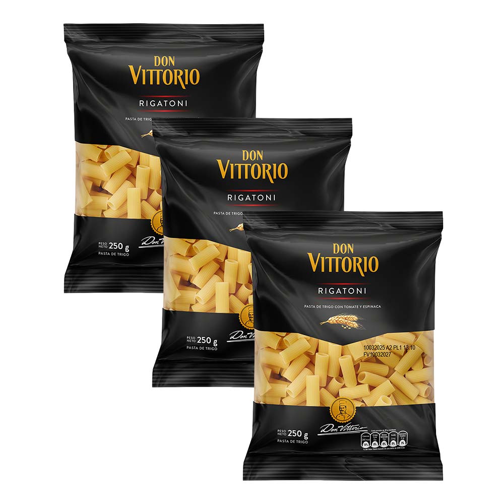 Pack Fideos Rigatoni DON VITTORIO Bolsa 250g Paquete 3un
