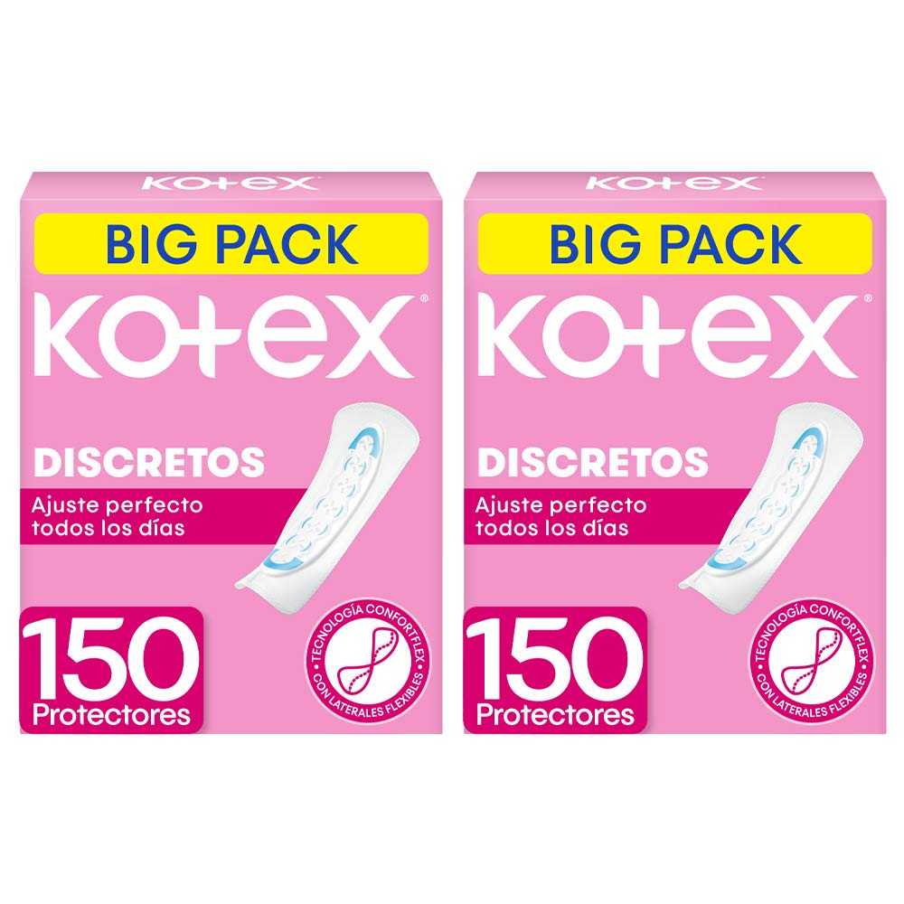 Pack Protectores Diarios KOTEX Discretos Big Pack Paquete 150un x 2un