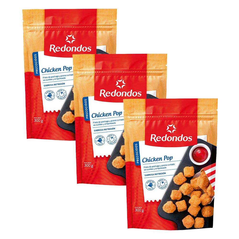 Pack Chicken Pop Empanizados REDONDOS Bolsa 300g Paquete 3un