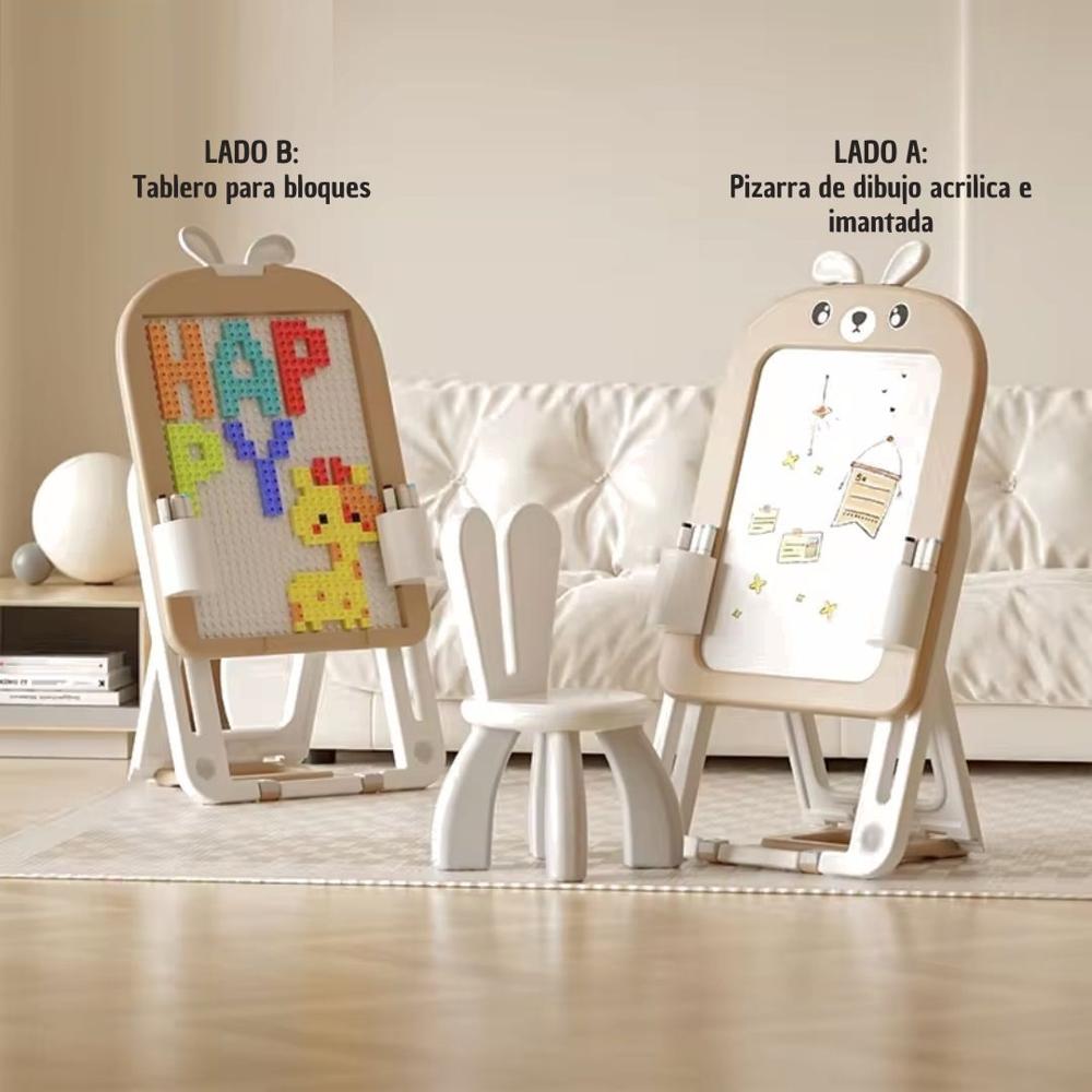 Pizarra con tablero lego beige Pizarra con tablero beige
