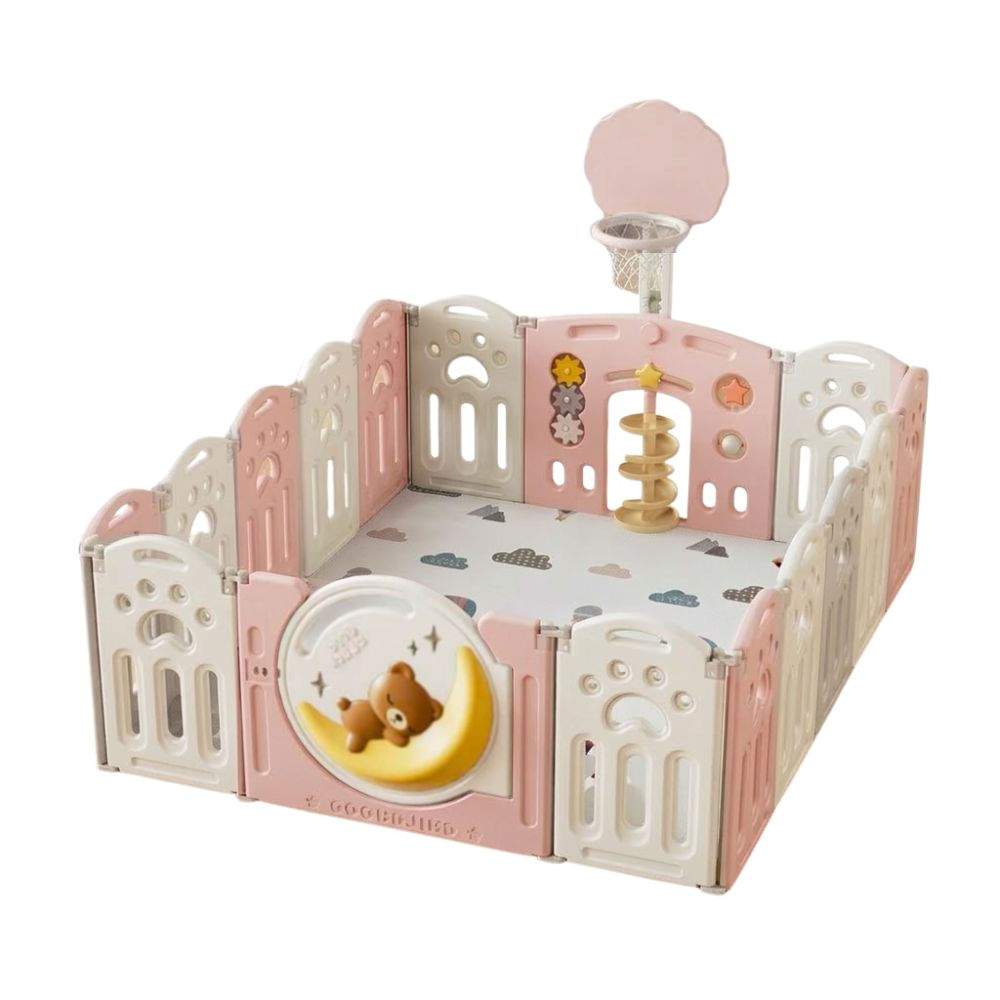 Corral osito con luna rosado