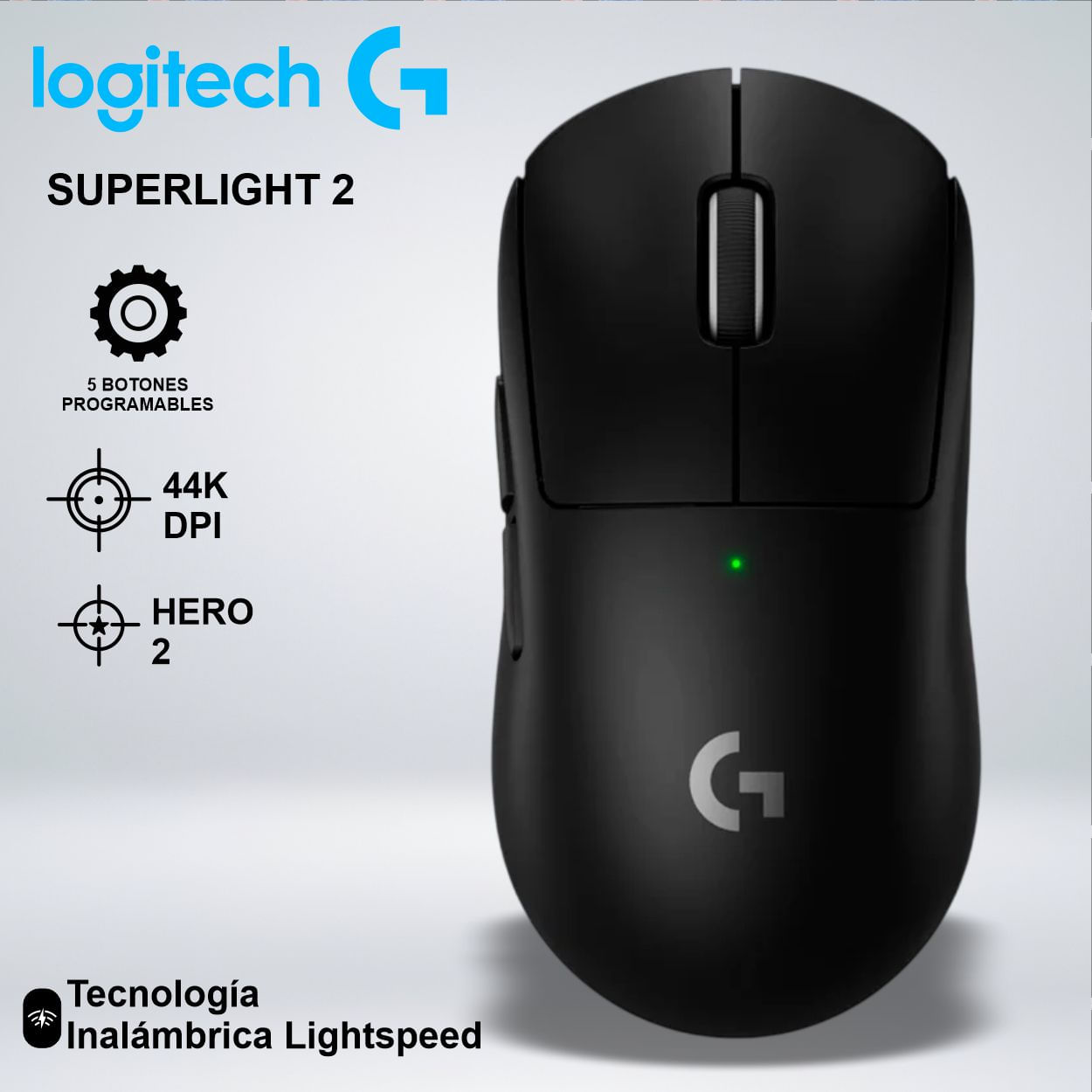 MOUSE GAMER G PRO X SUPERLIGHT 2 SENSORHERO2 44K DPI 5BOTONES LIGHTSPEED