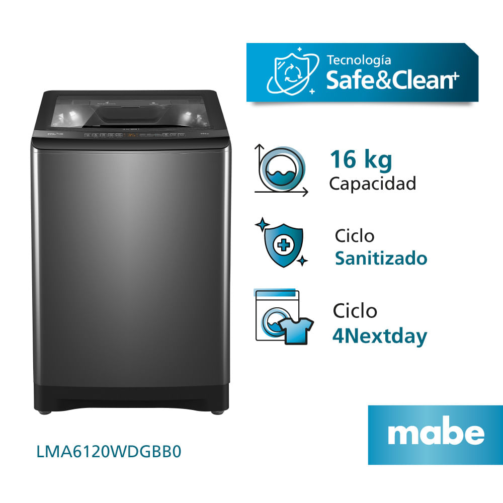 Lavadora Automática Mabe LMA6120WDGBB0 Gris