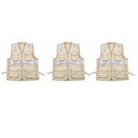 PACK X 3 UND CHALECO MULTIBOLSILLO ALTA VISIBILIDAD COLOR BEIGE TALLA M