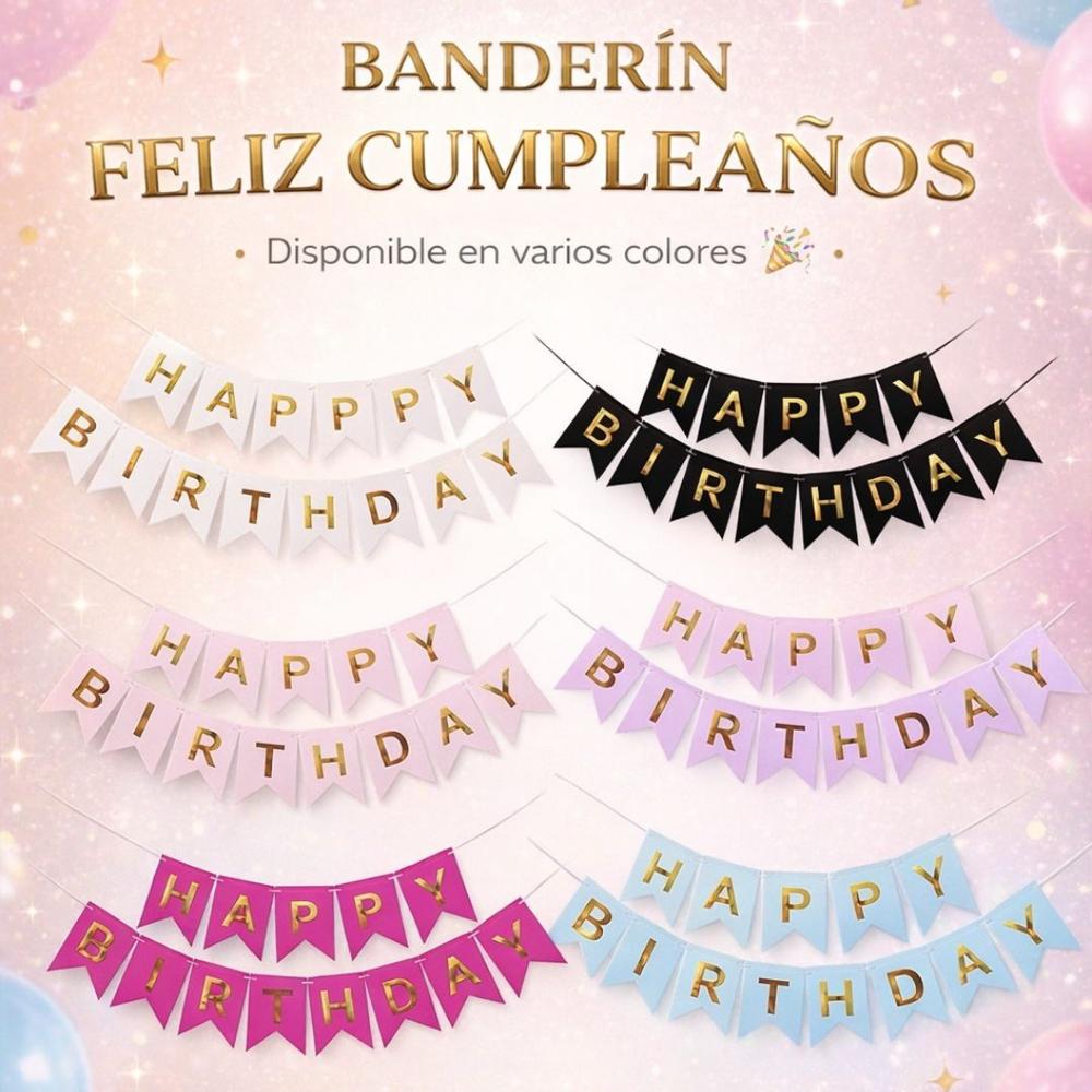 PACK 3 BANDERIN LETRERO FELIZ CUMPLEAÑOS