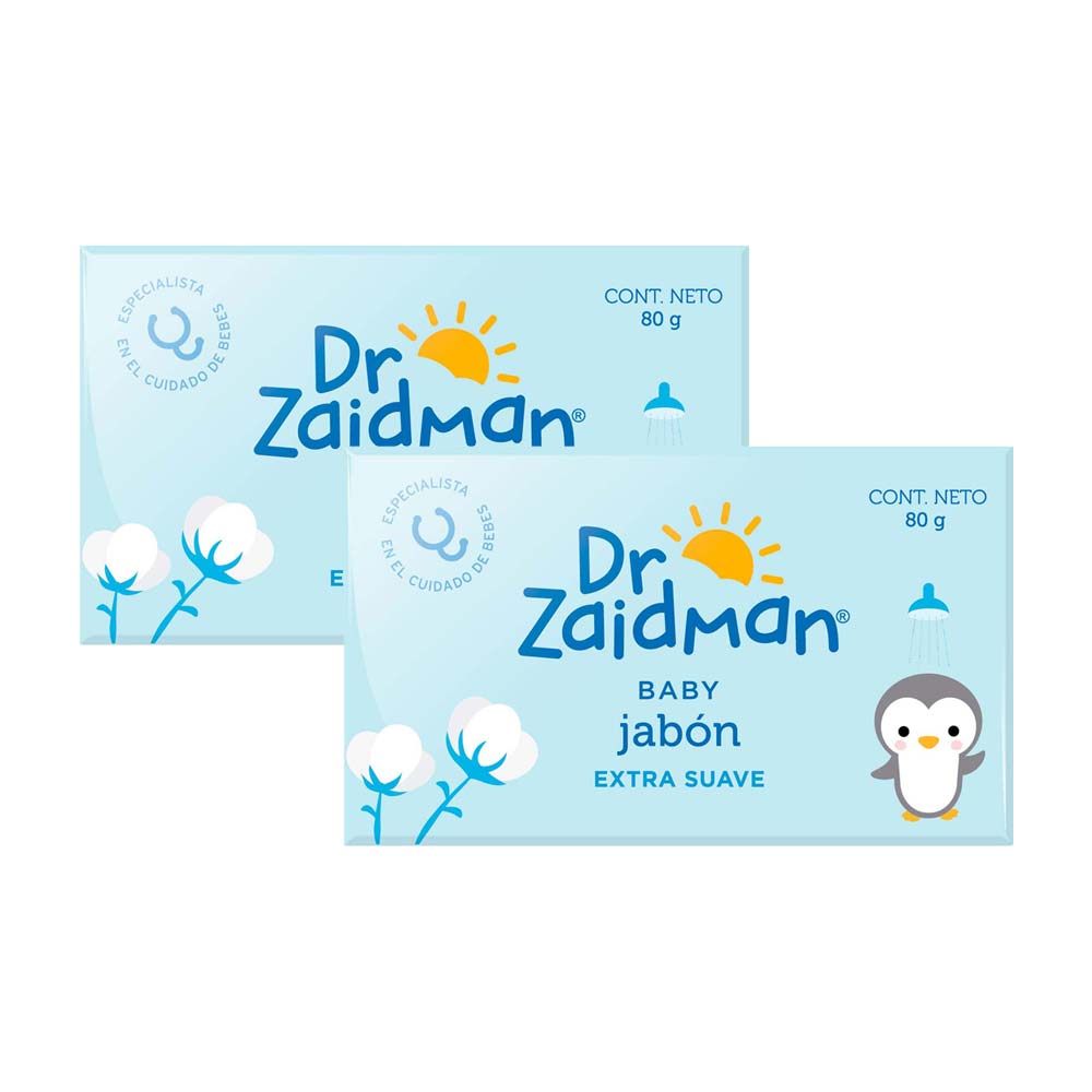 Pack Jabón para Bebé DR ZAIDMAN Humectante Bolsa 80g x 2un