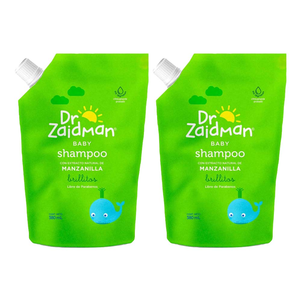 Pack Shampoo para Bebé DR ZAIDMAN Manzanilla Doypack 380ml x 2un