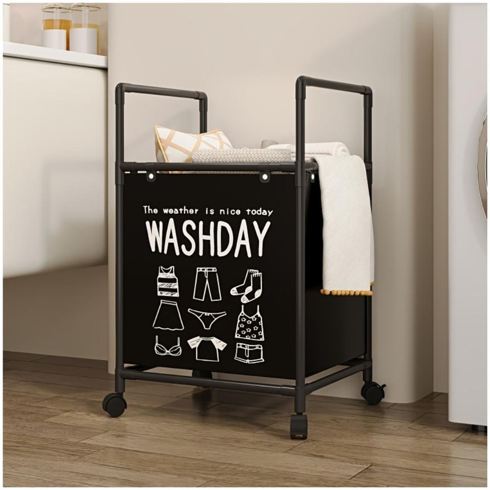 Cesto de Ropa Para Lavandería con Ruedas 75x42x32cm - Negro