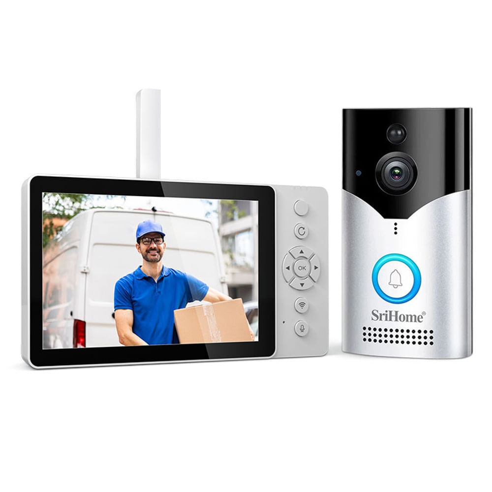 Kit Videoportero WiFi Srihome DH051 DH002 con Pantalla y Batería