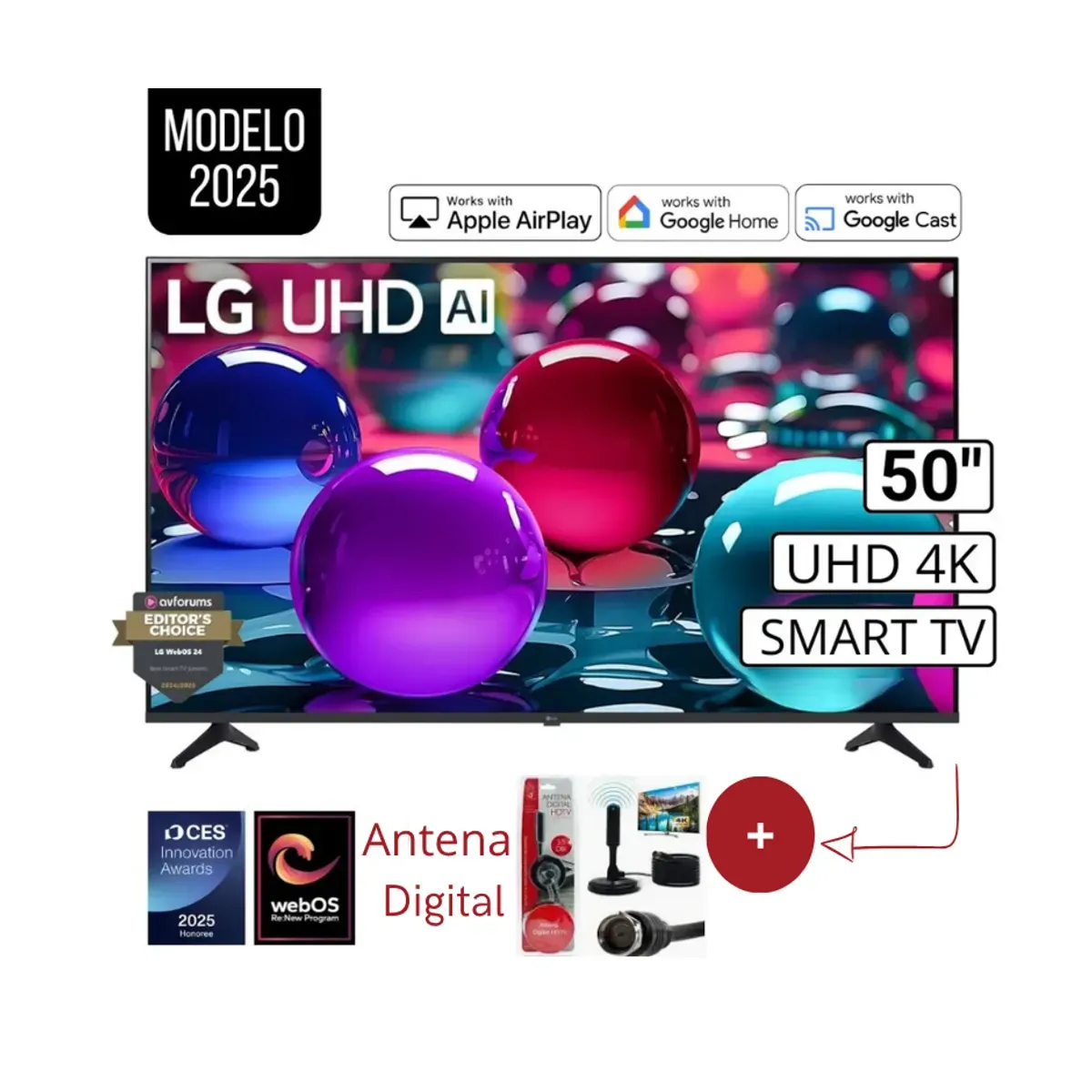 Televisor LG 50'' UHD 4K Smart TV ThinQ AI 50UA7300 con Antena Digital
