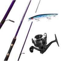 EQUIPO DE PESCA SPINNING CAÑA 3.00 M CARRETE 6000 Y 1 SEÑUELO 26 G