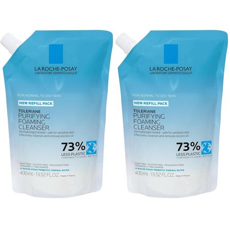 PACK 2 LA ROCHE-POSAY TOLERIANE LIMPIADOR FACIAL ESPUMOSO PURIFICANTE REFILL 13.5 OZ / 400 ML