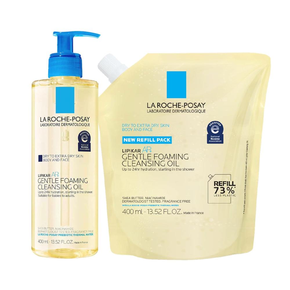 PACK 2 LA ROCHE-POSAY LIPIKAR ACEITE LIMPIADOR ESPUMOSO 13.5 OZ / 400 ML + REFILL