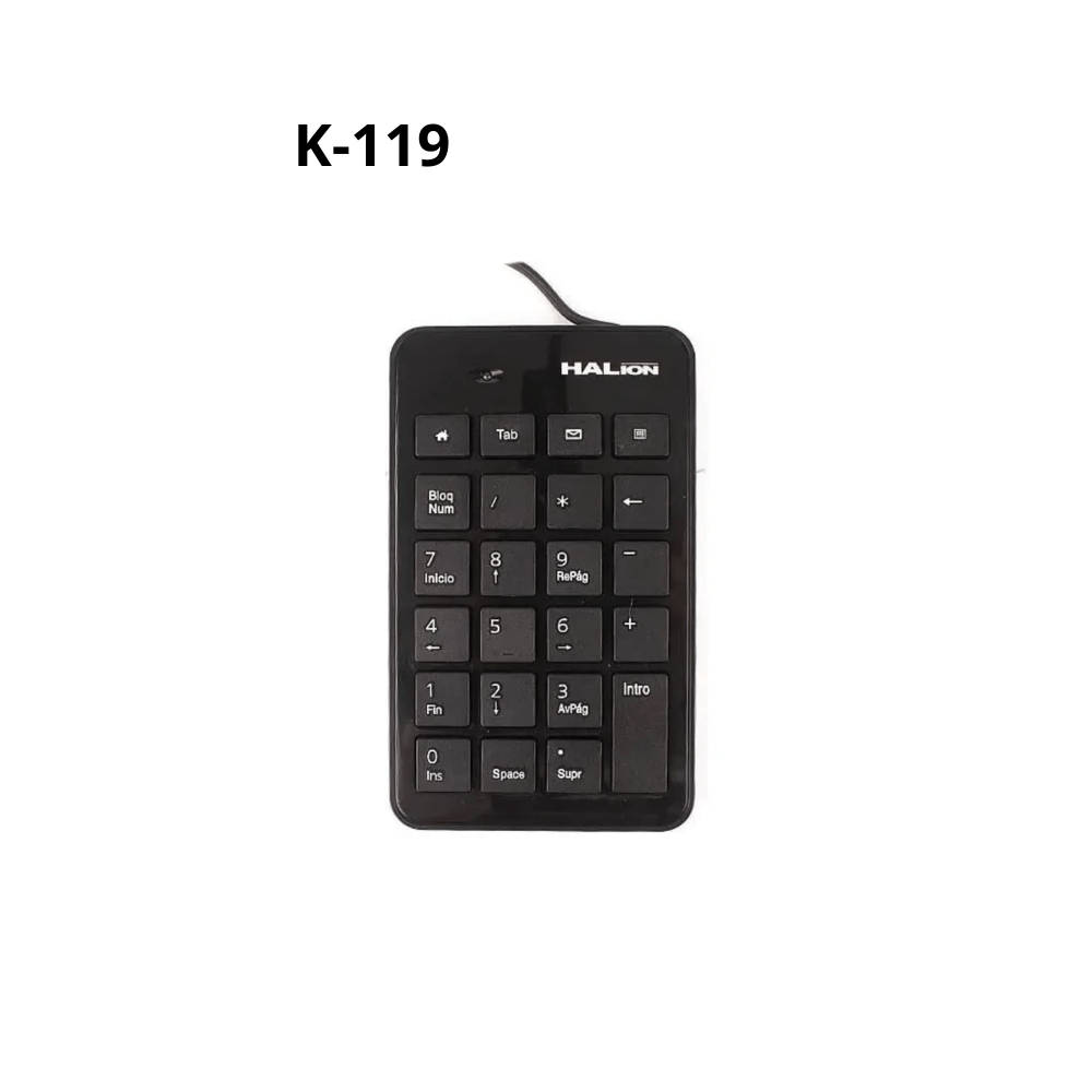 Teclado HALION K-119 numérico 23 teclas USB Negro