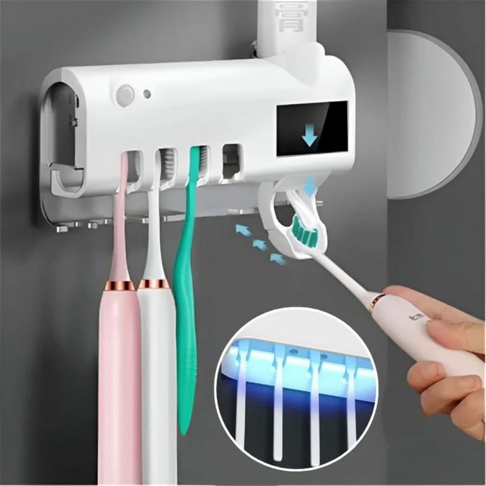 Porta Cepillo Dental Esterilizador con Desinfectante Luz Recargable