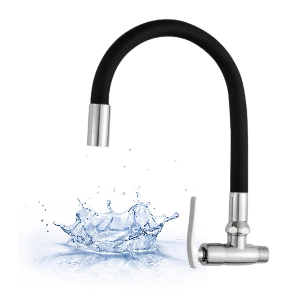 Llave Caño de Pared  Flexible Negro para Cocina CyA