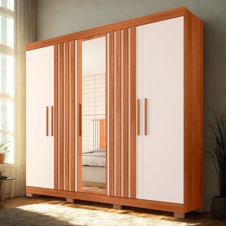 Ropero Sophia 5 Puertas 2 Cajones Con Espejo Marrón