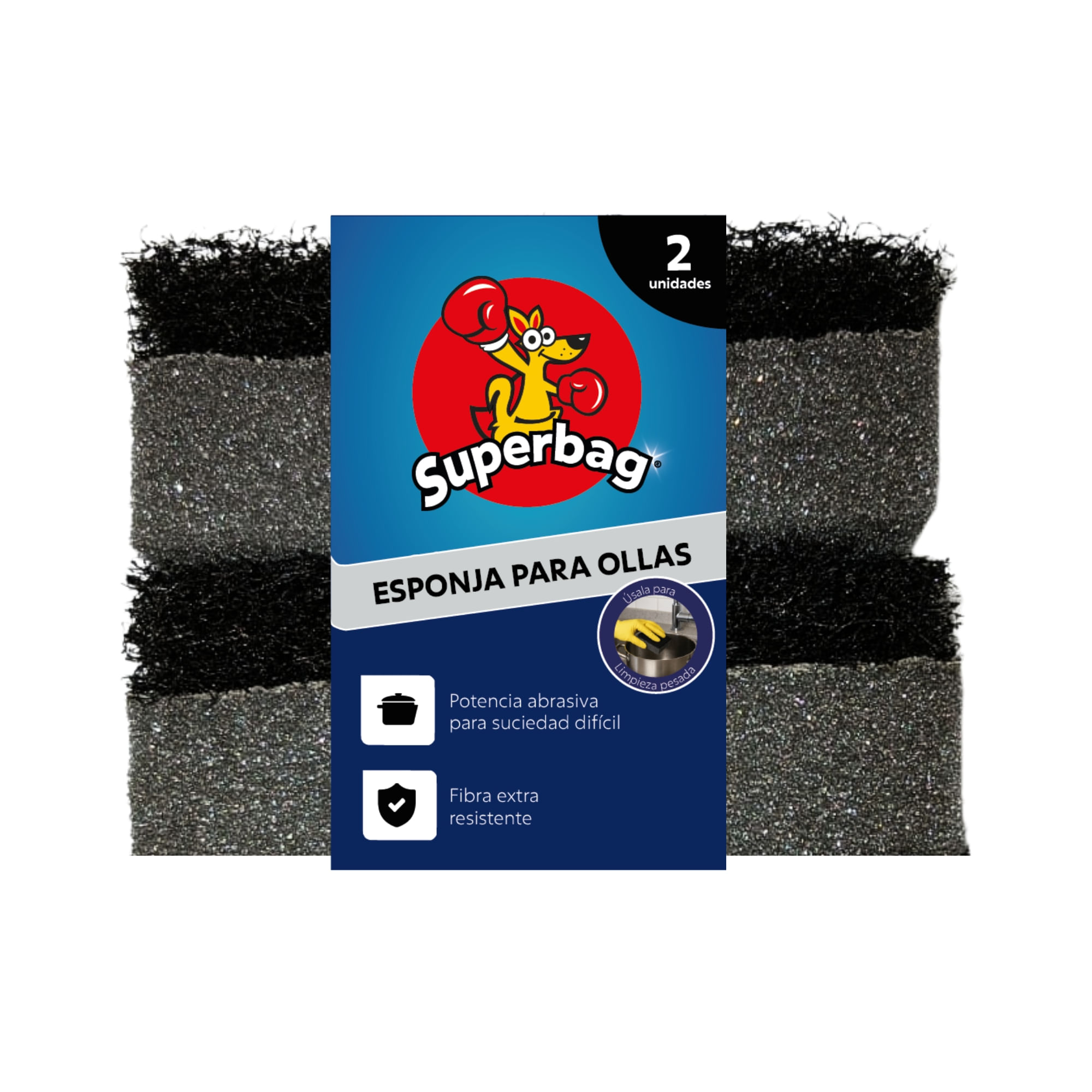 Esponja para Ollas SUPERBAG Fibra Negra x2un