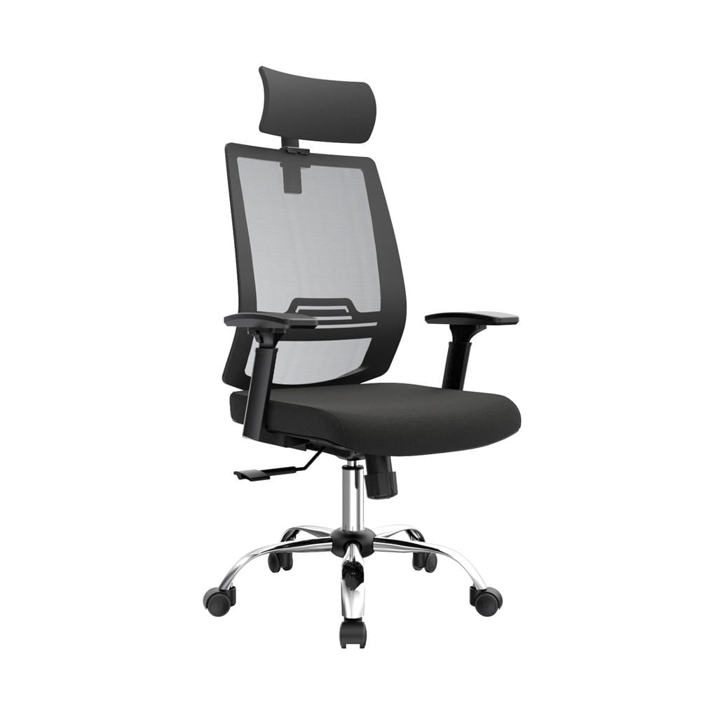 Silla Ergonómica Dubai Presidente Brazos 3D Cromado Negro PN  Ofideas