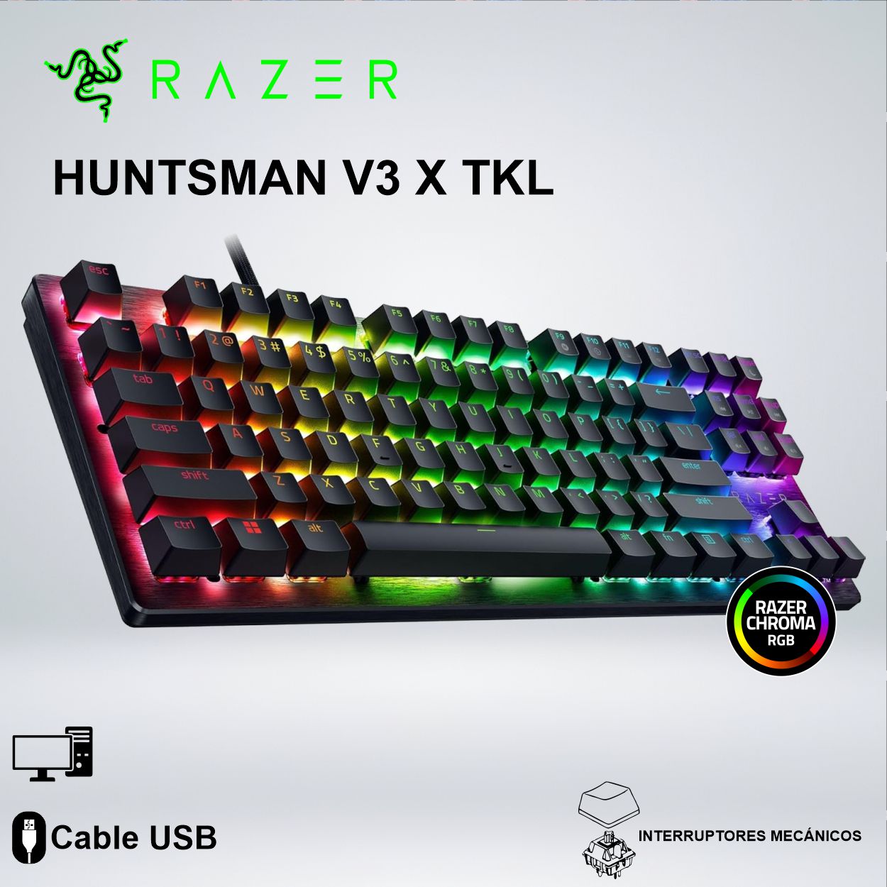 TECLADO RAZER HUNTSMAN V3 X TKL RGB MECANICO SWITCH PURPLE SP