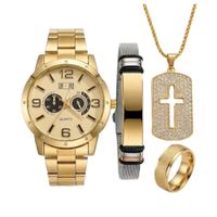 Set de Reloj para Hombres Collar Pulsera Dije y Anillo XZ