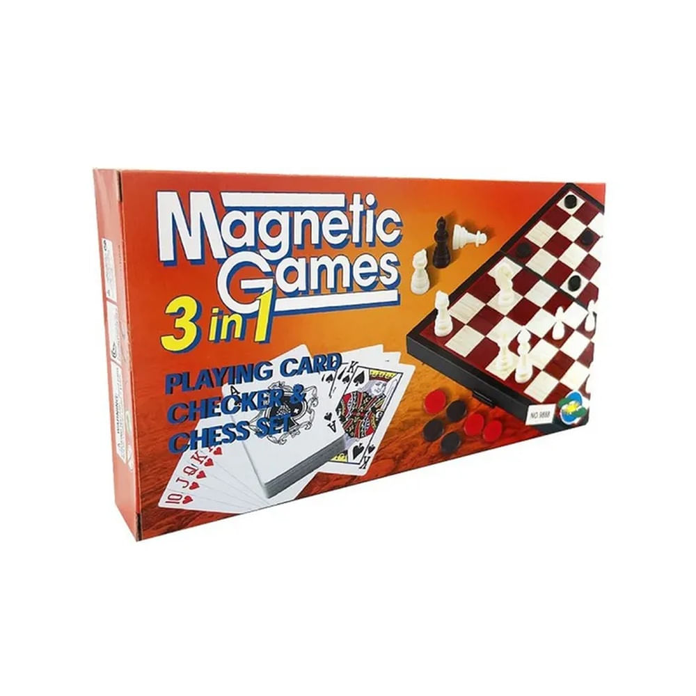 tablero de Ajedrez magnetico 3 en 1 cartas y damas