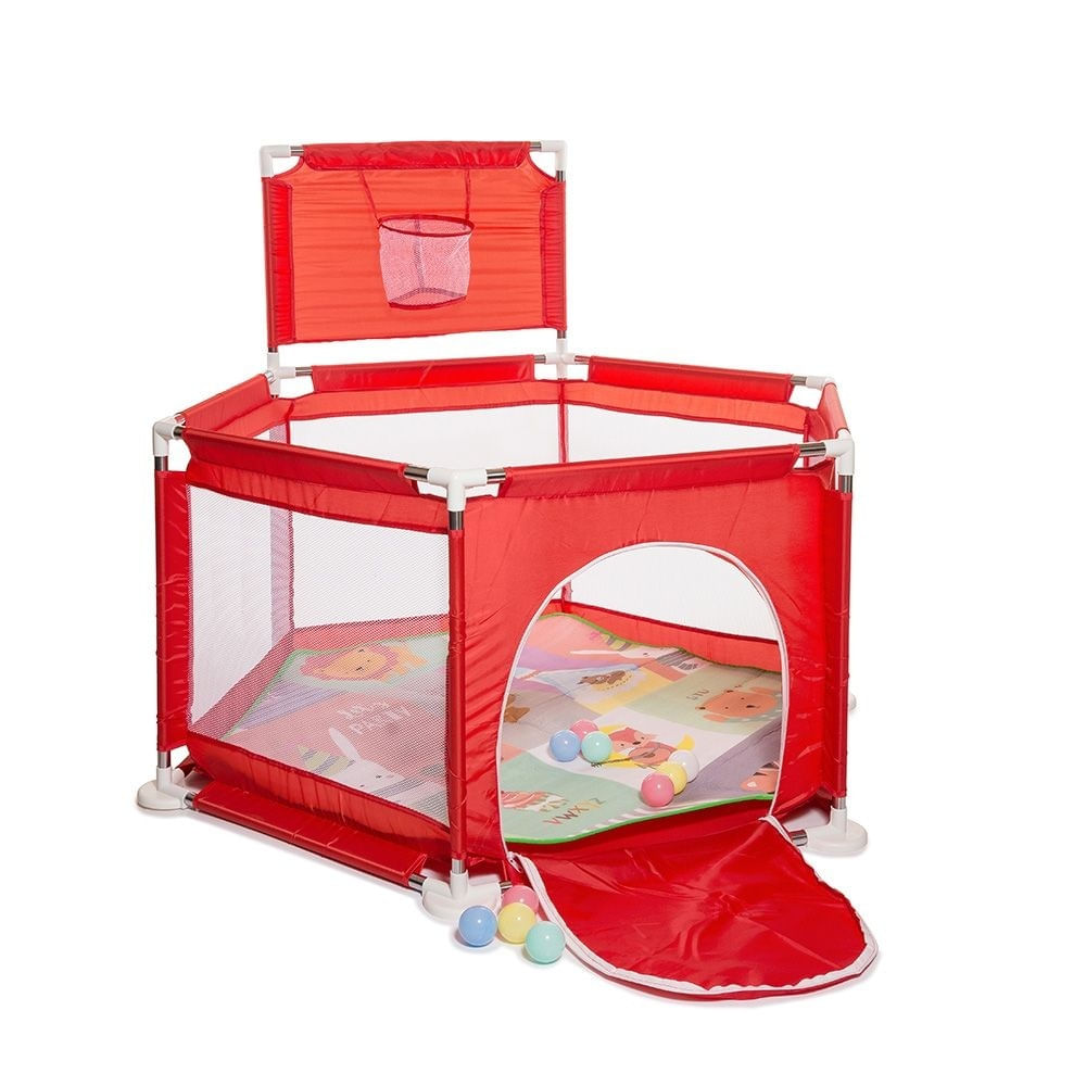 CORRAL HEXAGONAL CON BASQUET Plegable 128x110x65 cm