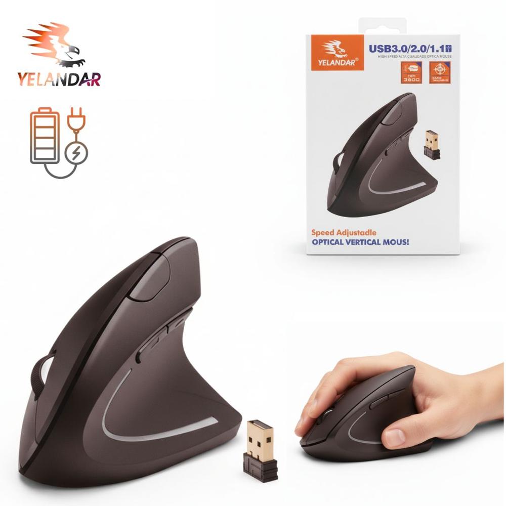 Mouse Vertical Ergonómico D5 Inalámbrico Recargable Conectividad USB 3.0 DPI 3600