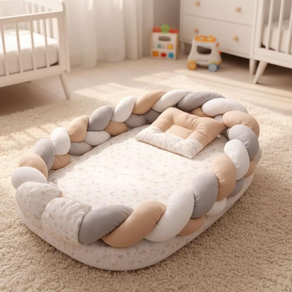 Nido colecho trenzado para bebé - Beige 77x55cm