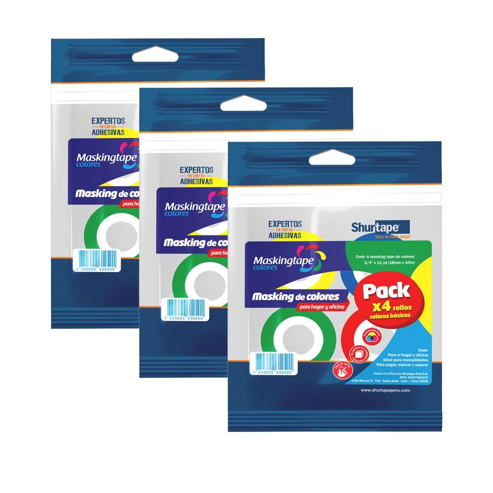 Zipper Masking Tape Colores Básicos 18mm x 11Yds - 12 Rollos