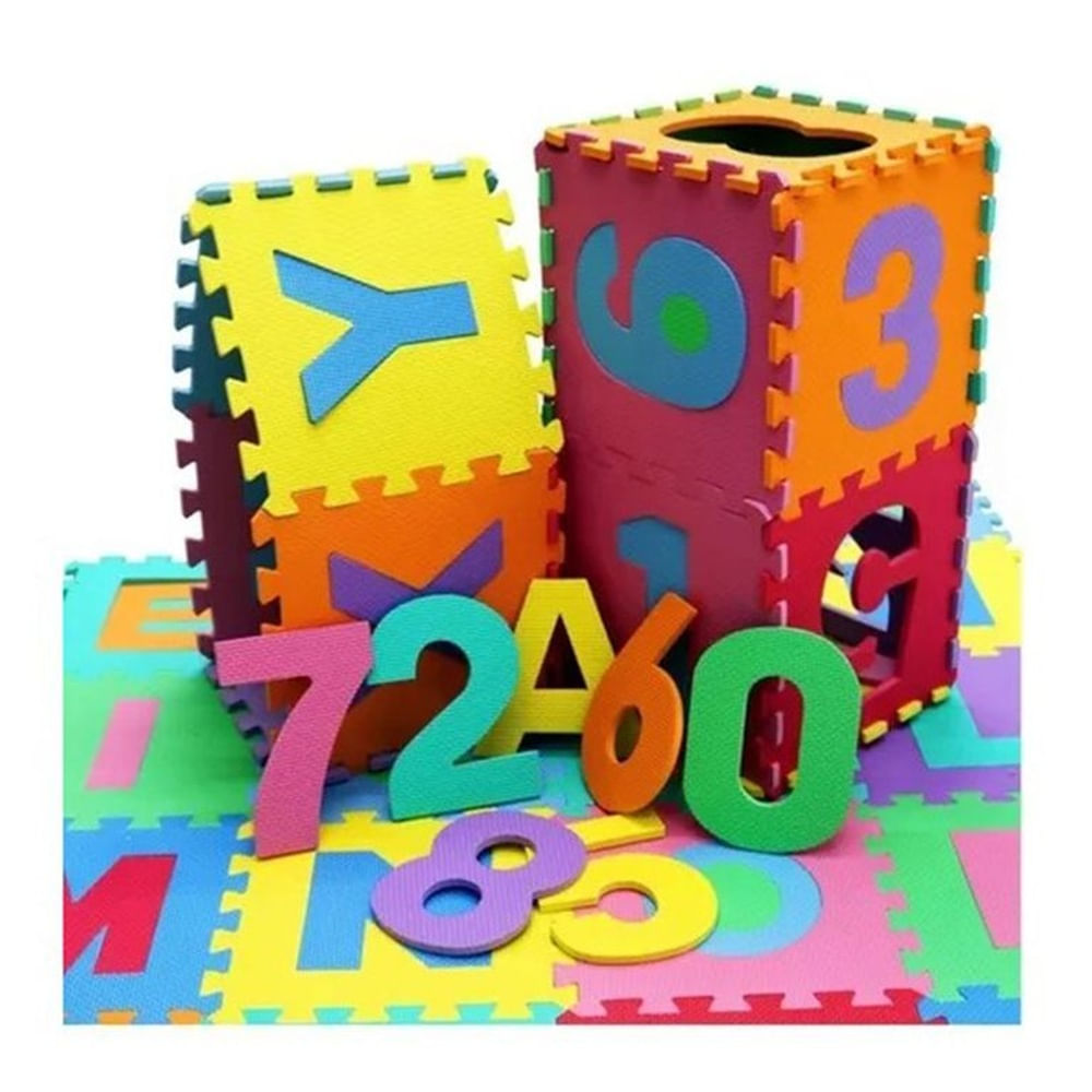 Piso de Goma EVA 30x30x0.8cm - ABC y numeros - 36 Pcs